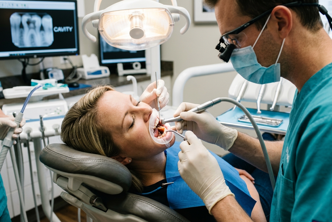 Person getting a dental implant put in